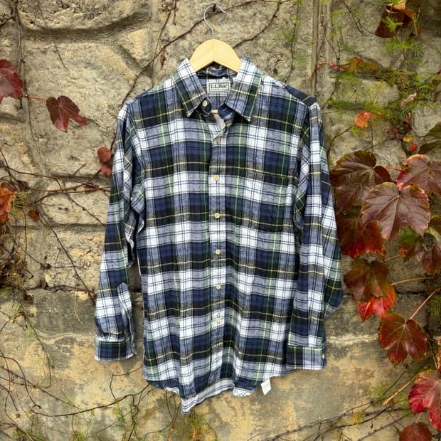 90s 엘엘빈 usa 빈티지 체크 패턴 플란넬 셔츠 S