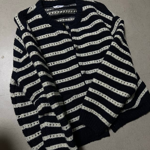 stu 스트라이프 라운드넥 가디건(m)