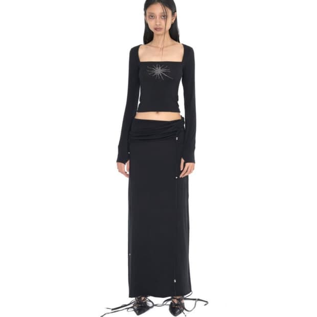 Bonnae hotfix finger hole top 본네