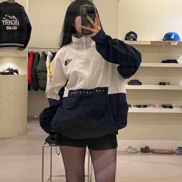 노스페이스 투톤 하프집업 윈드브레이커 자켓 U889