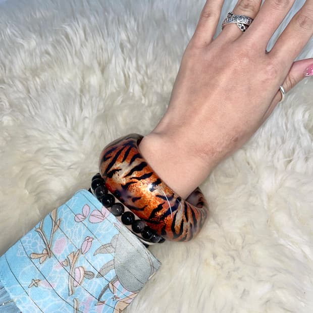 갸루 호피 글리터 뱅글 팔찌