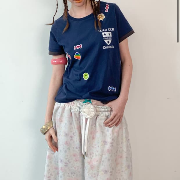 샵페어리 flower bermuda pants (light grey) 