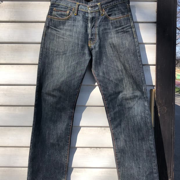 에비수(Evisu) 로고 로우데님팬츠