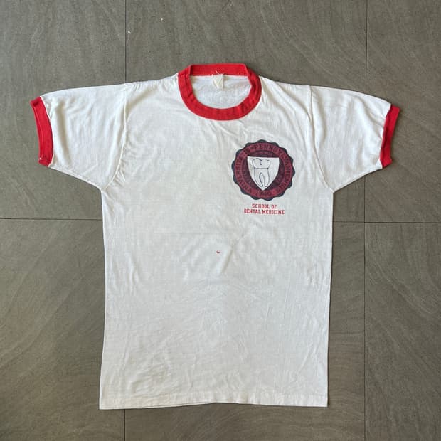 90년대 90s 미국 생산 빈티지 링거 반팔 티셔츠 링거티
