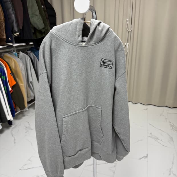 Nike x Stussy NRG RA 풀오버 후드 다크 그레이 헤더 (사