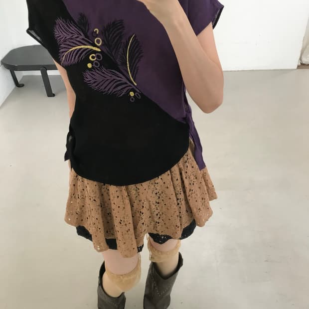 vintage purple pattern half top