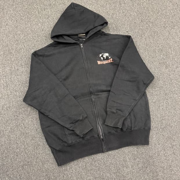 Vintage 레터링 프린팅 후드집업