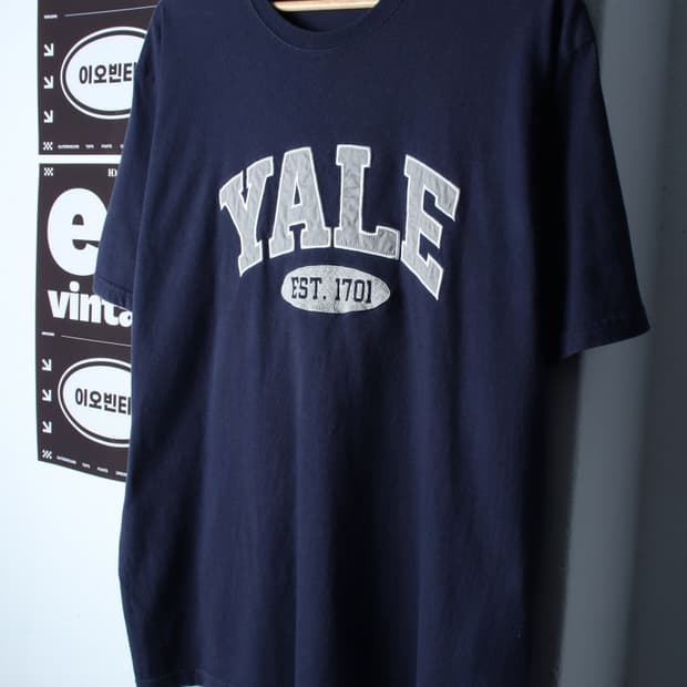 (L-XL) 예일 반팔 티셔츠 빅로고 네이비 올드스쿨-H31934