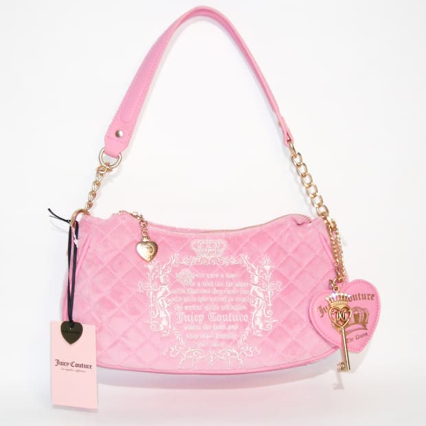 쥬시 꾸뛰르 핑크 벨로아 로열 숄더백 + 하트 키 챰 🩷 갸루 히메갸루
