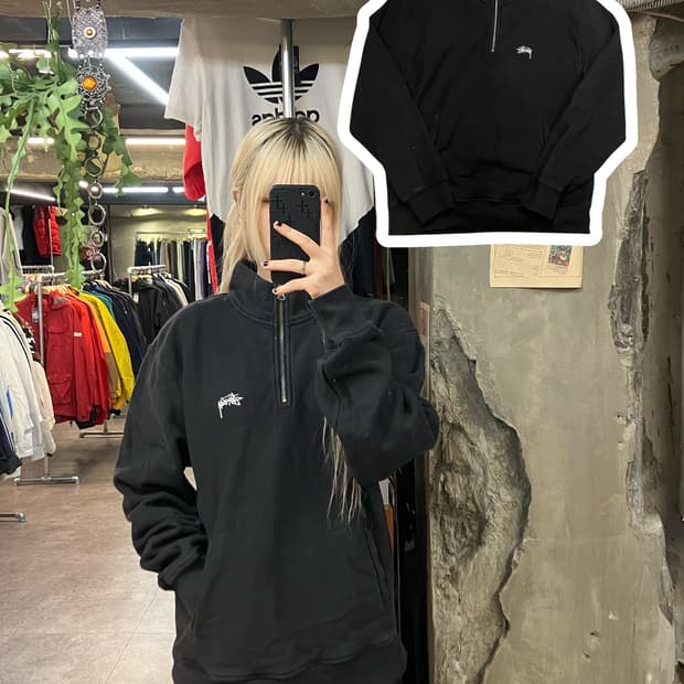 스투시 아노락 맨투맨 블랙 M #csz1815 