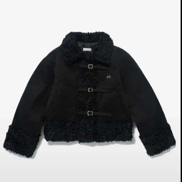 허그유어스킨 무스탕 시어링 퍼자켓 블랙