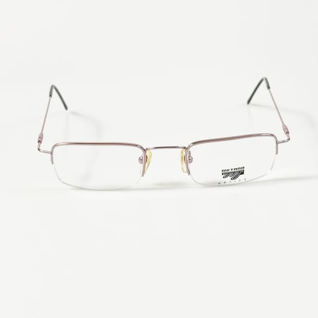 90s METANO 라이트 핑크 메탈 반무테 빈티지 안경