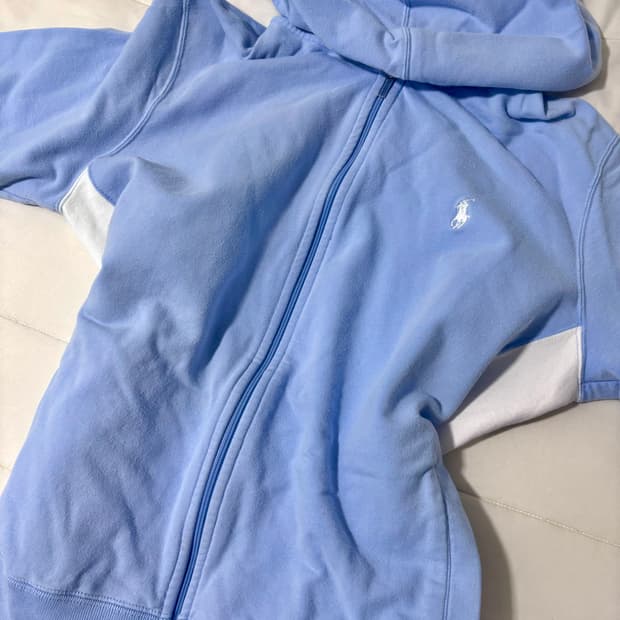 하늘 스포티 빈티지 집업, 후드집업 ( 폴로 )