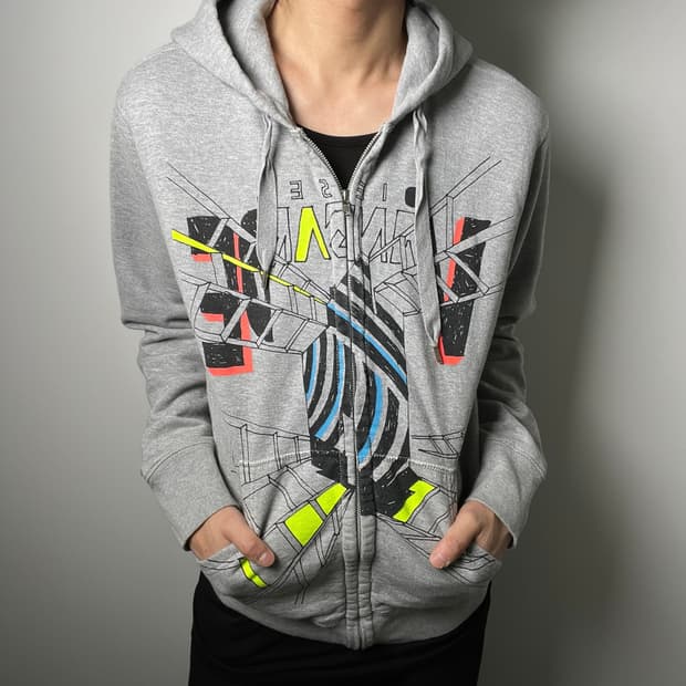 00's 디젤 빈티지 아트웍 그레이 후드집업 XL