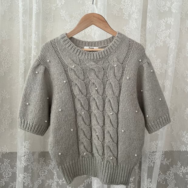 F) 제평 도매택 Poster 진주 알파카 니트 그레이