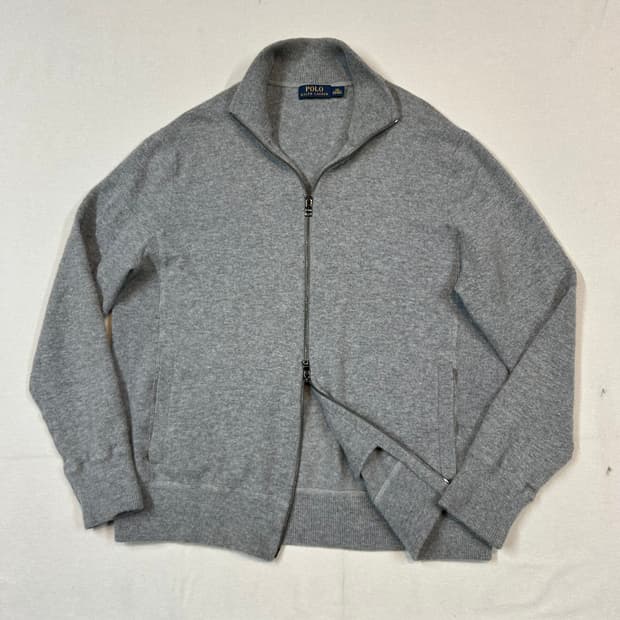 XXL) 폴로 랄프로렌 메리노울 니트 집업 그레이 2way지퍼
