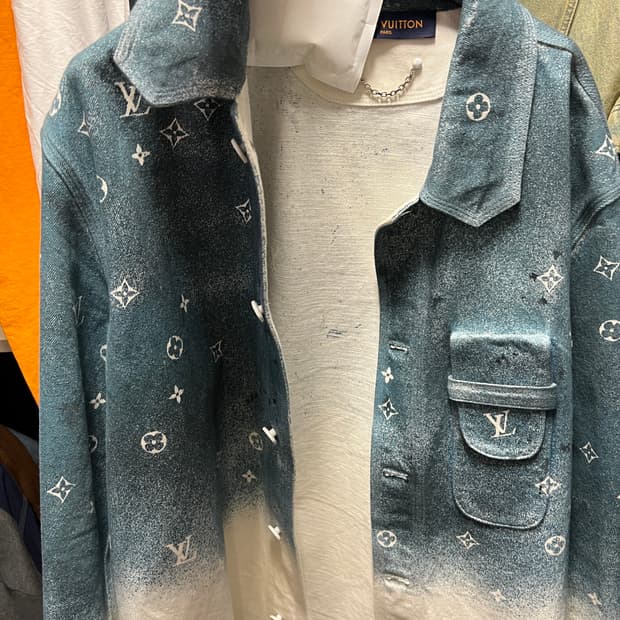 루이비통 워크웨어 그라데이션 블루 체크 자켓