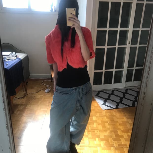 vintage half fur jacket