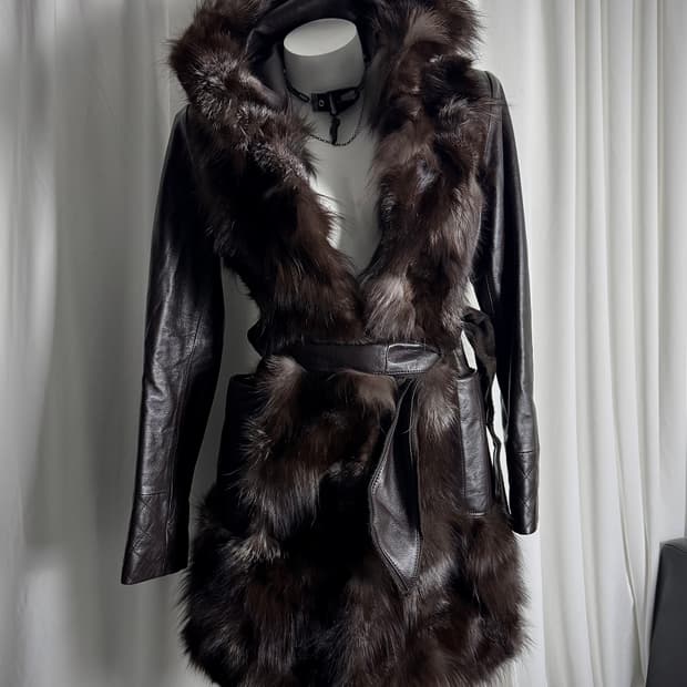 Brown fox fur jacket