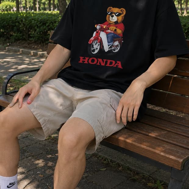 105 HONDA 혼다 베어 핍스 모터사이클 반팔티 오버핏