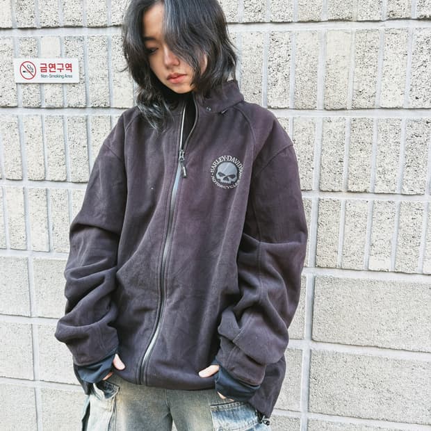 할리데이비슨 오버사이즈 플리스 집업 자켓