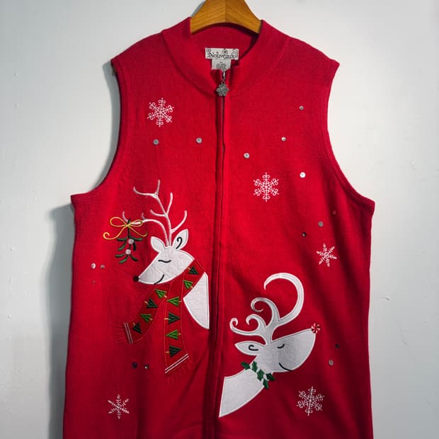 U.S.A. 크리스마스 라미&코튼 어글리니트 베스트 XL