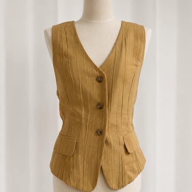 Mustard Bamboo  Linen Vest Vest