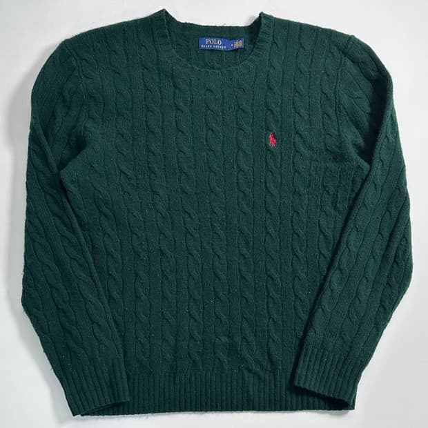폴로 랄프로렌 그린 울 케이블 니트
