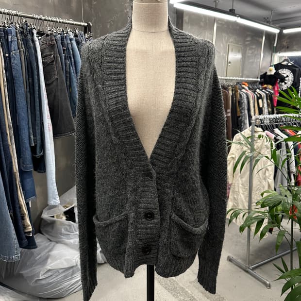 charcoal alpaca wool cardigan