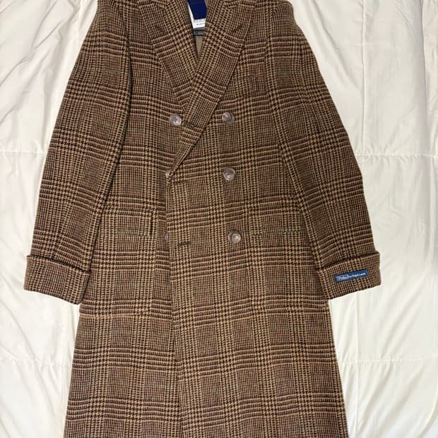 폴로 랄프로렌 글렌체크 더블 코트 S