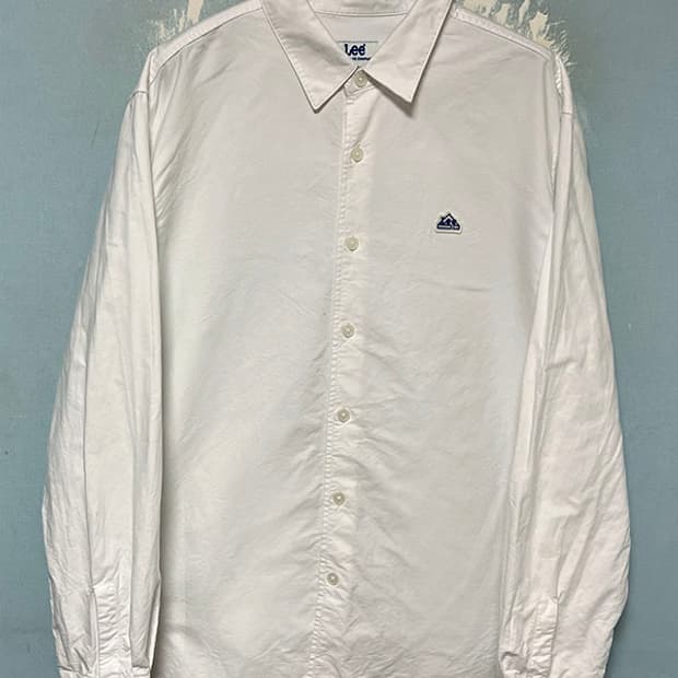 Lee 리 마운틴 와펜로고 남자 코튼 화이트 오버셔츠 L 100-105