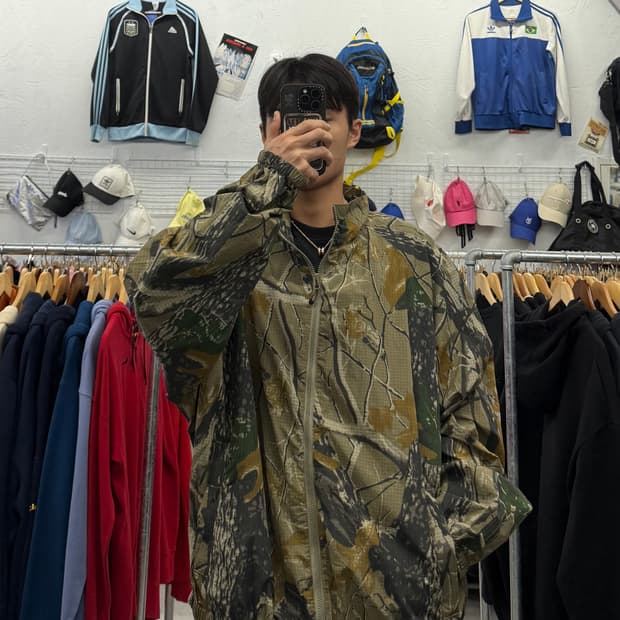 빈티지 리얼트리 스타일 나일론 바람막이 자켓 XXL