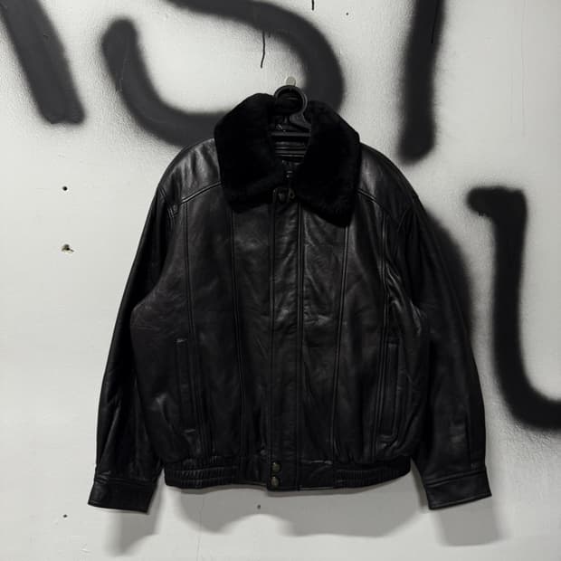 VTG 빈티지 100% 양가죽 빅사이즈 퍼 카라 탈부착 레더 자켓