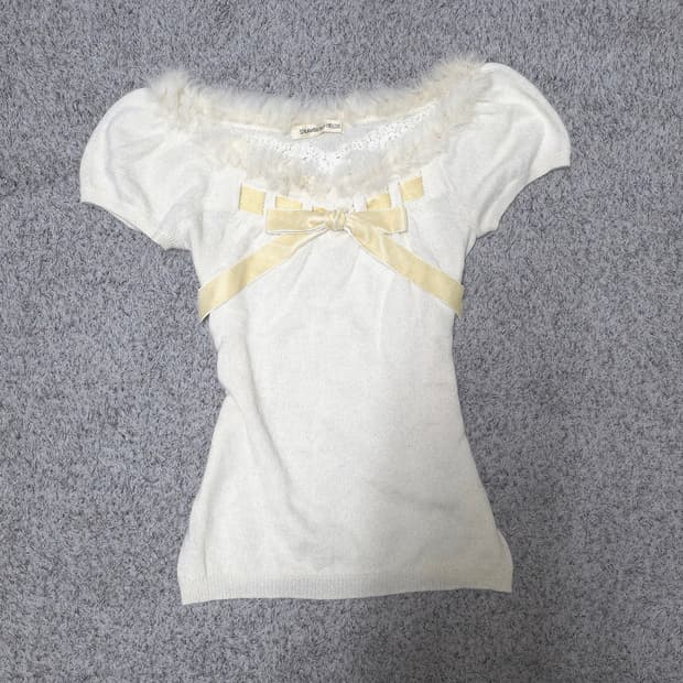 핀터 리본 퍼 앙고라 니트 딱붙 로걀탑  트랄라라 리즈리사깔 히메갸루