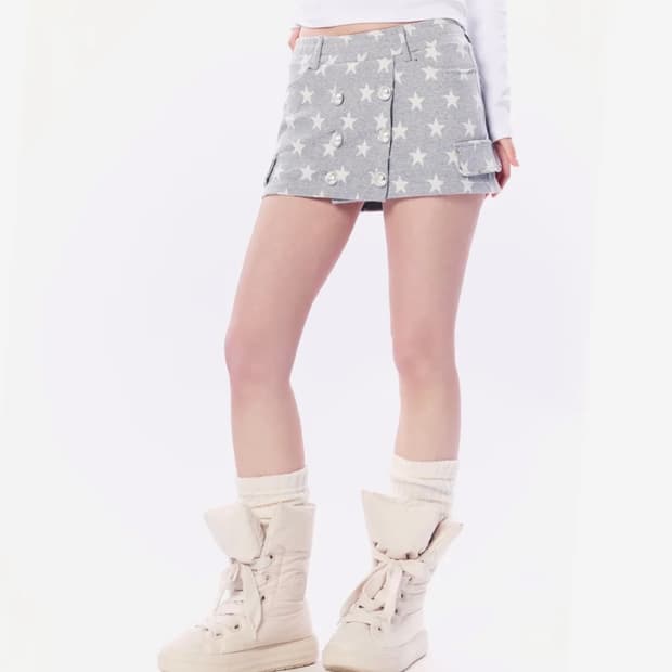 셋업이엑스이 스커트 STAR DOUBLE BUTTON SKIRT PANT