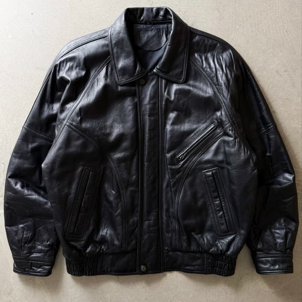 Vintage Sheepskin Leather Bomber Jacket
