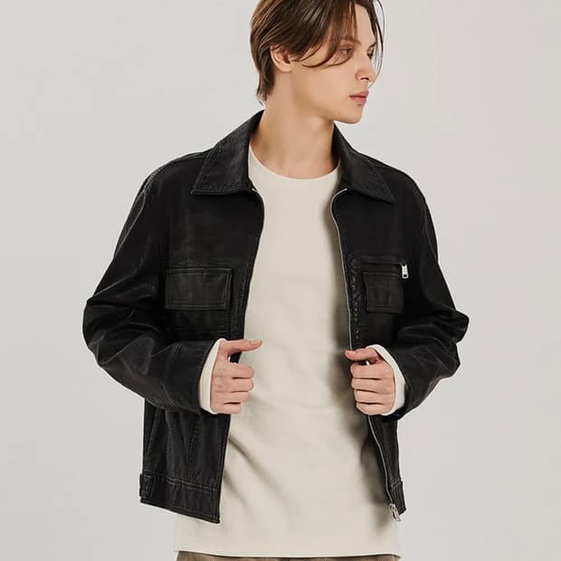 애드호크 포켓포인트 인조가죽 점퍼