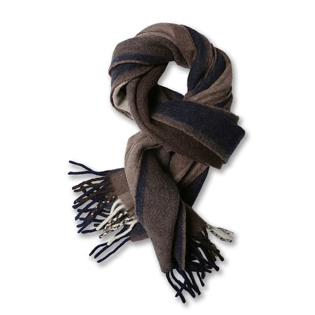 드레익스 [Drake's] 브라운 베이지 스트라이프 댄디 머플러