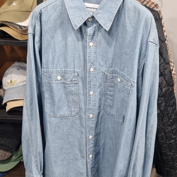 에스피오나지)) 샴브레이 오버핏 셔츠 L(105추천) 상태좋아요