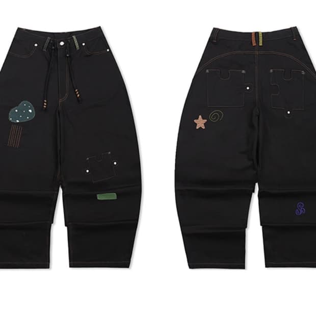 루나키후 오모이데 패치 코튼 벌룬 팬츠