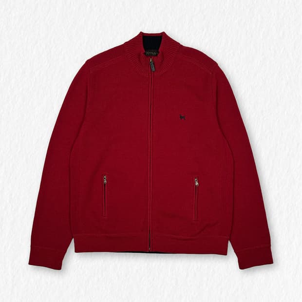 앤클리프 강아지 니트 집업 레드