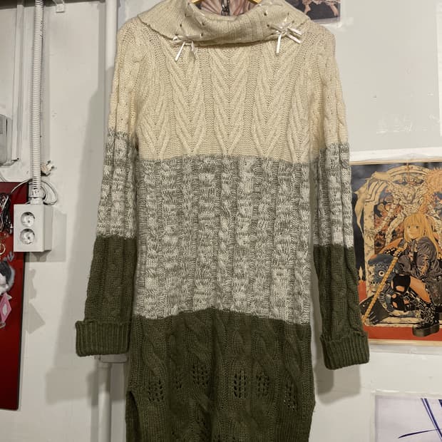 axes femme 엑시즈팜 베이지 카키 롱 니트