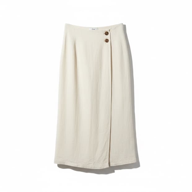 Ore 린넨 랩 스커트 아이보리