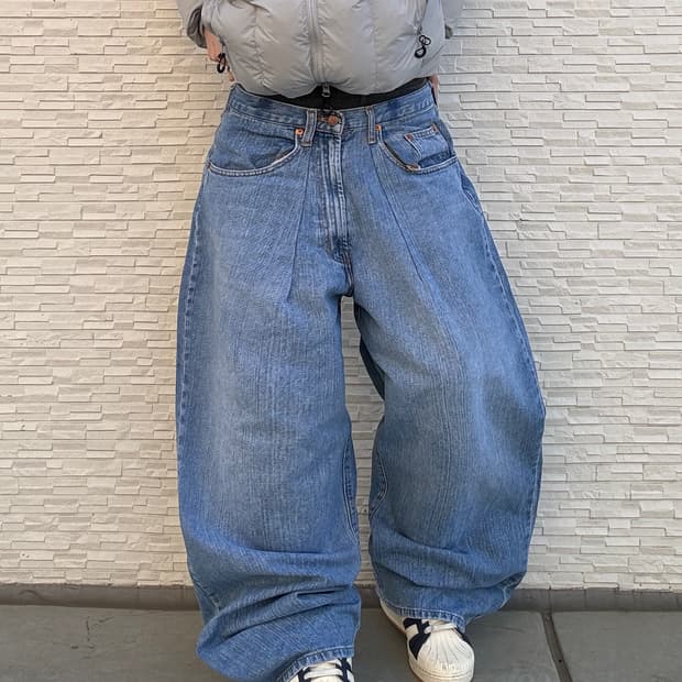 90s GUESS JEANS 올드스쿨 중청 오버 와이드 데님 팬츠