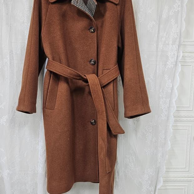 Vist브라운 모직 코트