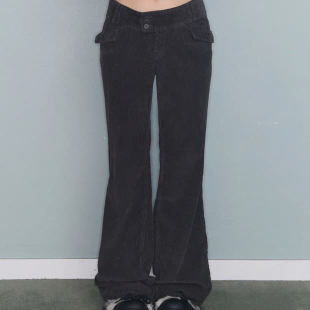 미레코 FLOWER LOW CODUROY PT CHARCOAL