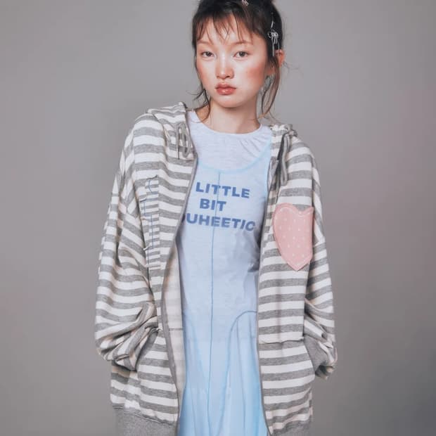 유희 스트라이프 후드집업 멜란지 그레이 샬롬클럽 코이세이오 오호스 지초이