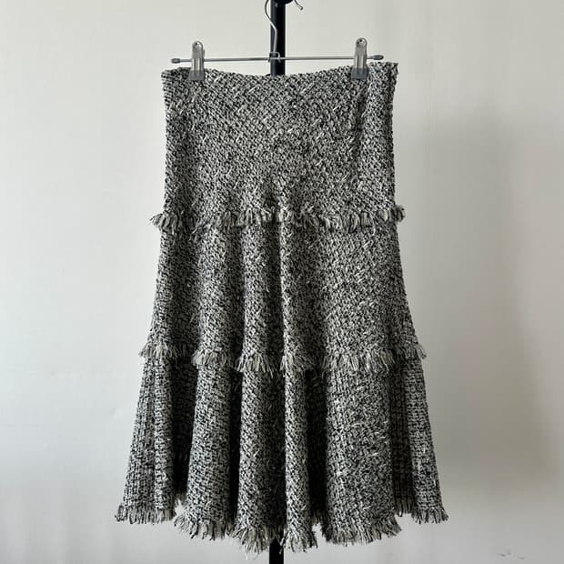 japanese vintage_ A라인 트위드 플레어 매머드 스커트