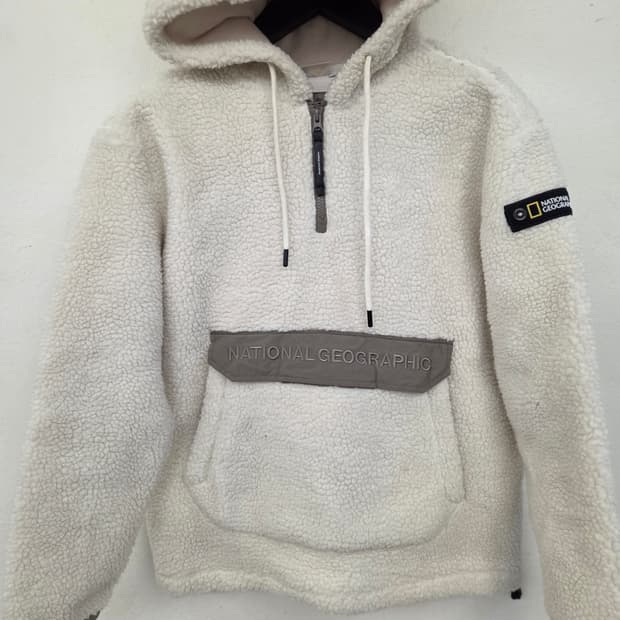 내셔널지오그래픽 플리스 후리스 아노락 아이보리 S