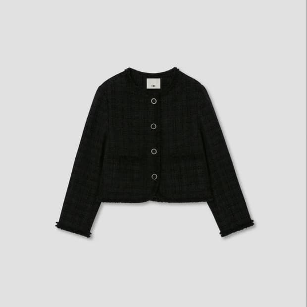 오아이오아이 클래식 트위드 자켓 블랙